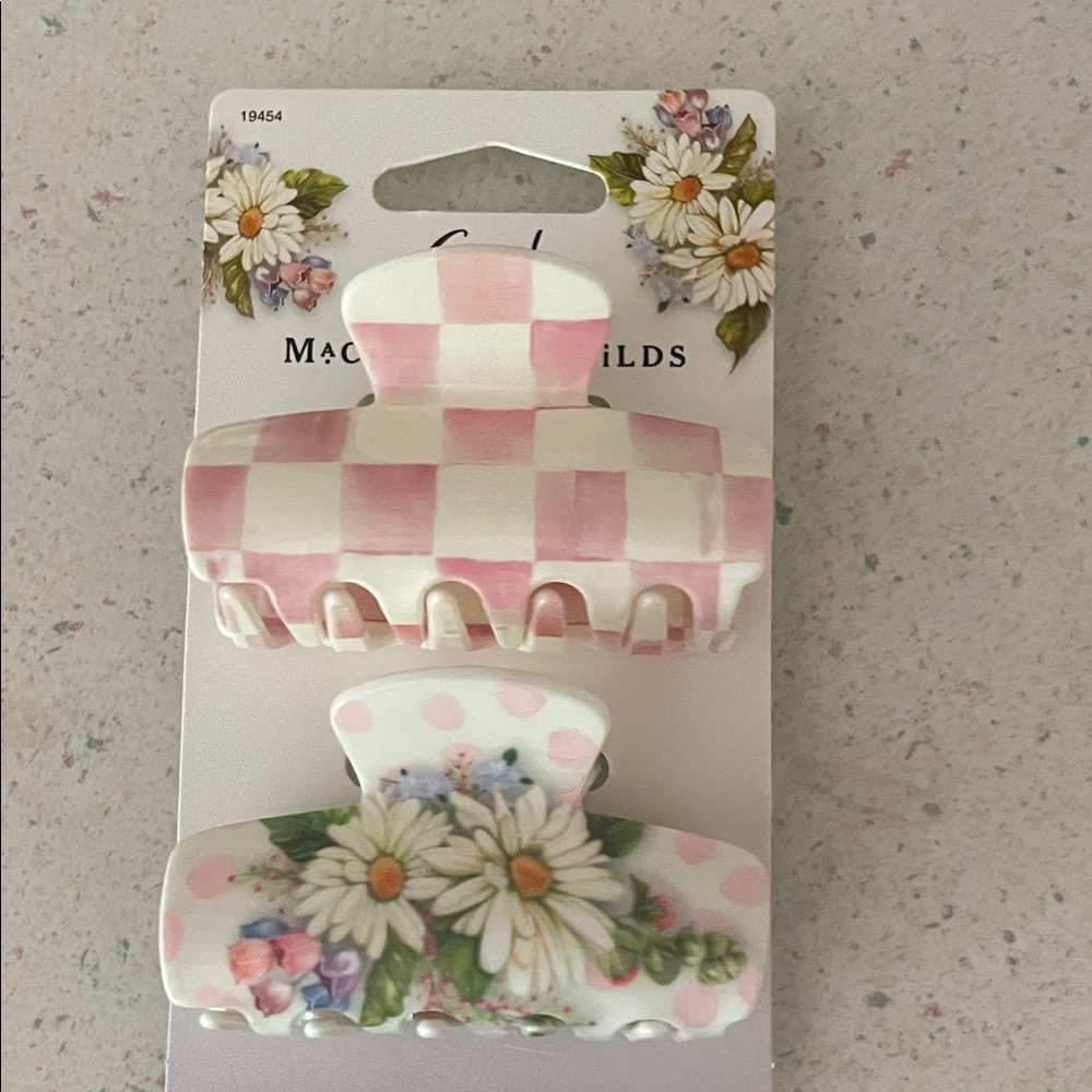 Pink Check & Floral Daisy Hair Claw Clips mackenzie child for target